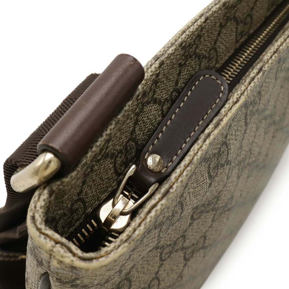 GUCCI GG Supreme Plus Shoulder Bag in PVC and Leather, Khaki Beige, Brown, Da... - Picture 6 of 10